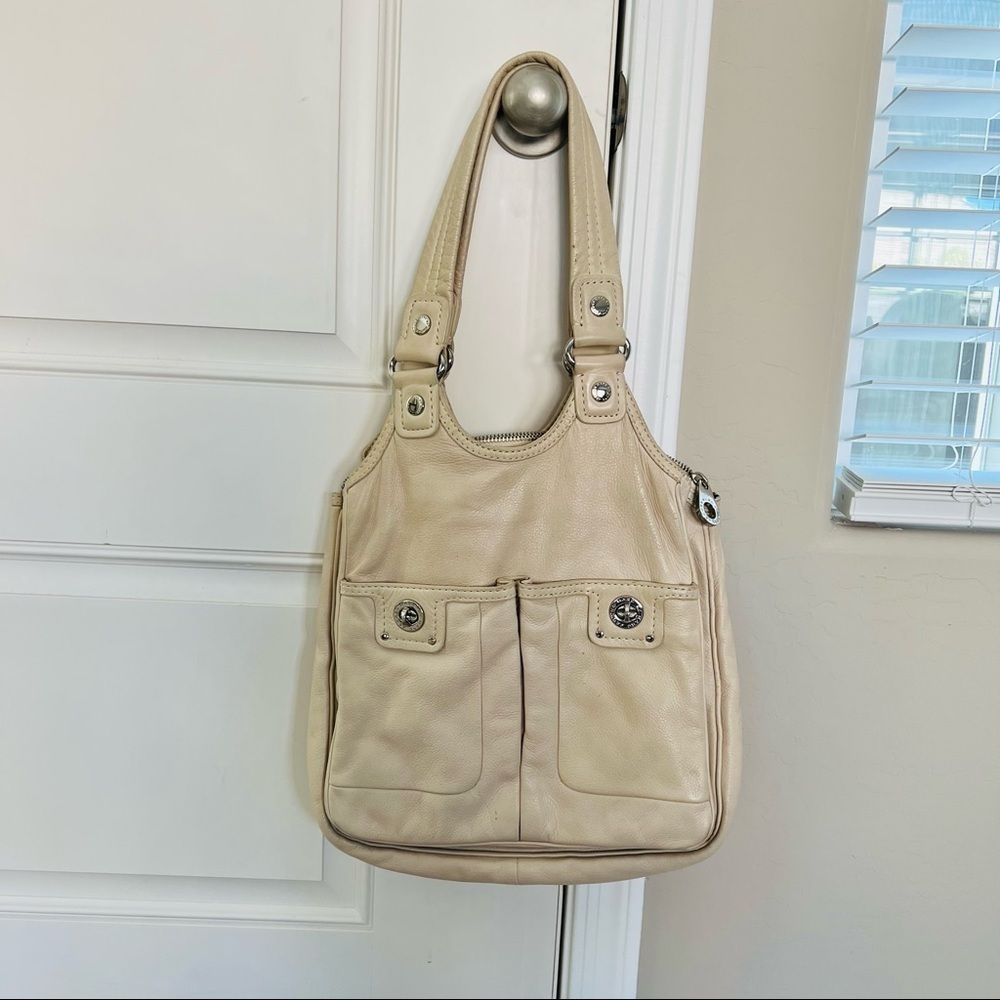 Marc Jacobs Vintage Multi pockets Cream Genuine Pebble Leather Shoulders/Handbag